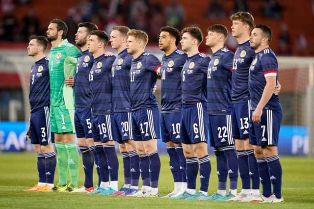 The Scotland team ahead of the match against Vienna.