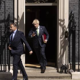 Prime Minister Boris Johnson leaves 10 Downing Street to attend the weekly Prime Ministers Questions. Picture: Dan Kitwood/Getty Images