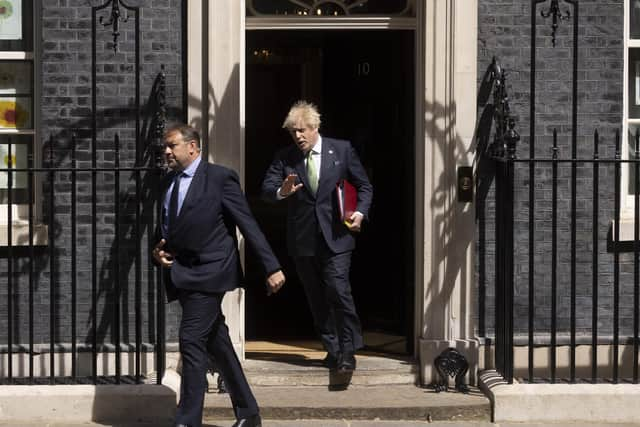 Prime Minister Boris Johnson leaves 10 Downing Street to attend the weekly Prime Ministers Questions. Picture: Dan Kitwood/Getty Images