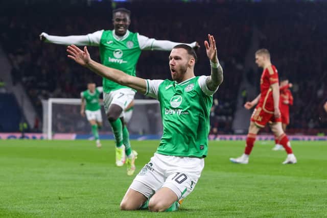 Hibs' Martin Boyle injured his knee while celebrating his disallowed goal against Aberdeen last weekend.