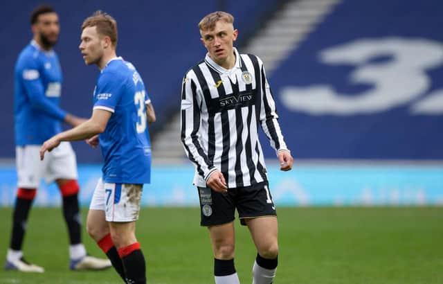 Dylan Reid making his professional debut for St Mirren against Rangers at Ibrox. Picture: SNS