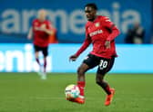 Former Celtic defender Jeremie Frimpong in action for Bayer Leverkusen. (Photo by Christof Koepsel/Getty Images)