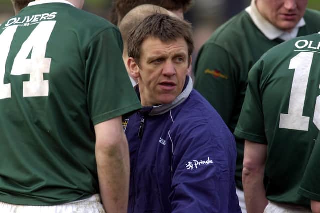Greig Oliver coaching Hawick against Currie at Mansfield Park in 2002, the year he led them to a league and cup double. Picture: Ian Rutherford
