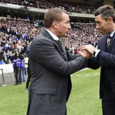 Celtic manager Brendan Rodgers (left) with Rangers manager Pedro Caixinha in 2017.