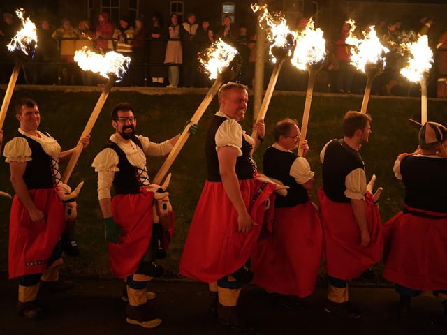 More than 1,000 torches are lit on the last Tuesday in January as two processions, one in the morning and a second in the evening, take place. Picture: Andrew Milligan/PA Wire