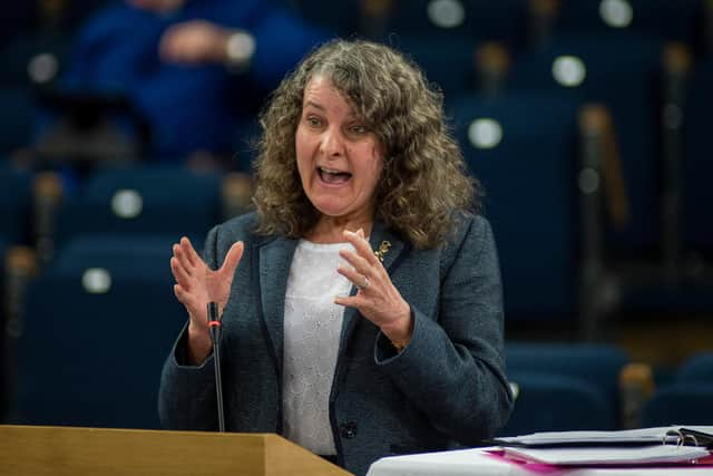 Rev Rosemary Frew delivers the report of the Faith Nurture Forum   Picture: Andrew O'Brien