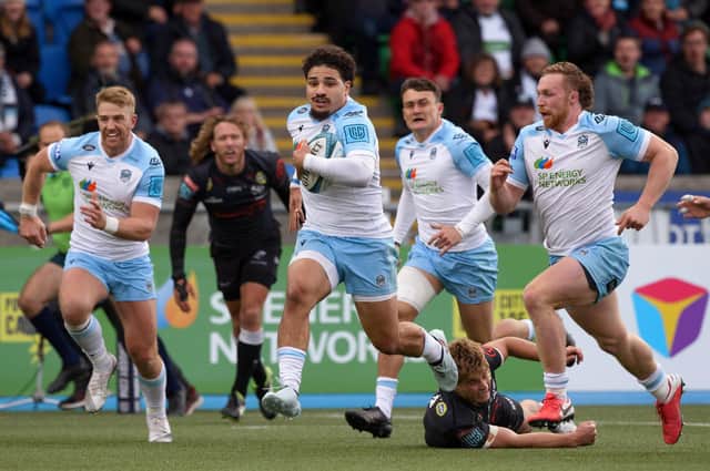 Glasgow Warriors showed plenty of attacking intent in the win over the Sharks, with Sione Tuipulotu impressing at outside centre. Picture: Craig Williamson/SNS