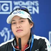 Atthaya Thitikul of Thailand talks to the media during a press conference ahead of the AIG Women's Open at Muirfield. Picture: Octavio Passos/Getty Images.
