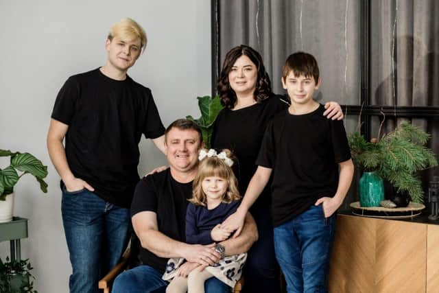 Tatyana Shpygunova with her husband Andriy, sons Oleksii and Ilia and daughter Tatyana.