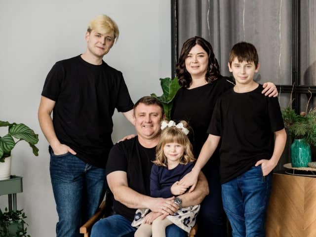 Tatyana Shpygunova with her husband Andriy, sons Oleksii and Ilia and daughter Tatyana.