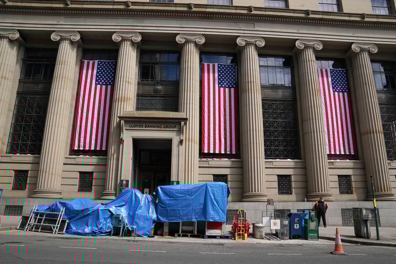 The set is built in St Vincent Street ahead of filming for what is thought to be the new Indiana Jones 5 movie starring Harrison Ford.