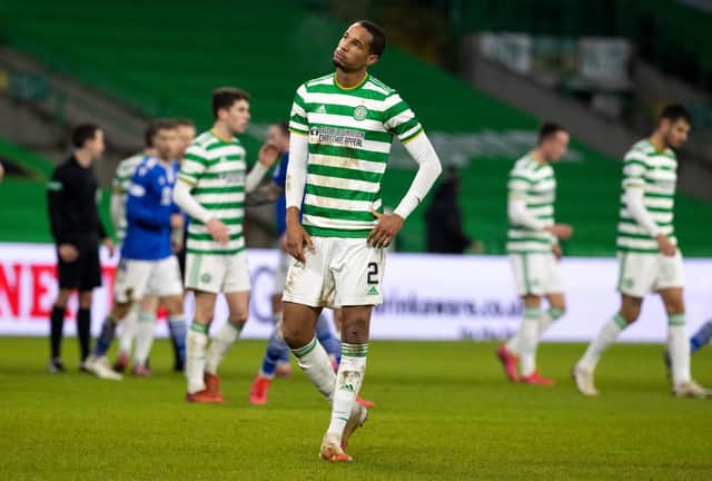 A downbeat Christopher Jullien at full-time as Celtic were held to a 1-1 draw by St Johnstone. Picture: SNS