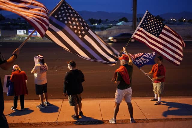 Supporters of Donald Trump protest about the vote in Nevada in front of the Clark County Election Department in Las Vegas (Picture: John Locher/AP)
