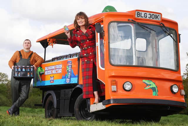 Lorraine Kelly meets Nessie Milker, Angus McLean with his monster milk float