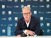 DP World Tour chief executive Keith Pelley speaks  during a press conference prior to the BMW PGA Championship at Wentworth. Picture: Luke Walker/Getty Images.