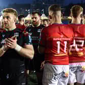 Disappointment for Glasgow Warriors captain Kyle Steyn following the defeat by Munster in the 2023 BKT United Rugby Championship quarter-final at Scotstoun Stadium, on May 06, 2023.  (Photo by Ross MacDonald / SNS Group)