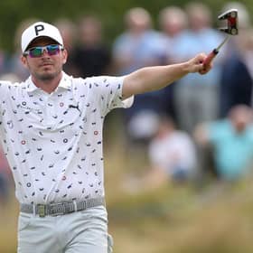Ewen Ferguson celebrates after holing the winning putt in the ISPS Handa World Invitational presented by AVIV Clinics at Galgorm Castle in August. Picture: Oisin Keniry/Getty Images.