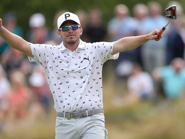 Ewen Ferguson celebrates after holing the winning putt in the ISPS Handa World Invitational presented by AVIV Clinics at Galgorm Castle in August. Picture: Oisin Keniry/Getty Images.