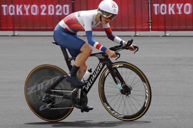 Anna Shackley finished 18th overall in the women's cycling individual time trial at the 2020 Summer Olympics. Picture: Tim de Waele/AP