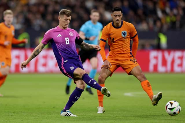 Toni Kroos stepped out of international retirement to help Germany post back-to-back wins over France and Netherlands.  (Photo by Lars Baron/Getty Images)