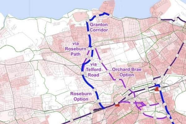 The blue line option for the tram line would include the Roseburn Path, with the purple line option including Orchard Brae and Queensferry Road. (Photo by City of Edinburgh Council)