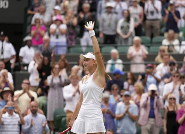 Kazakhstan's Elena Rybakina takes the acclaim after her quarter-final win.