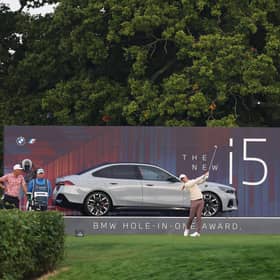 Rory McIlroy tees off on the 12th hole during Day One of the Horizon Irish Open .