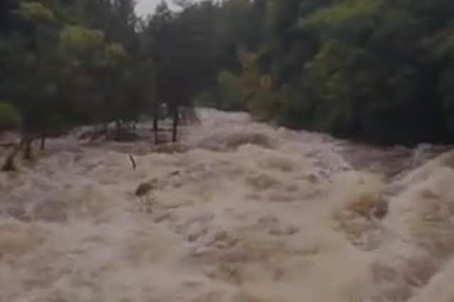 Falls of Feugh Banchory on Sunday 4 October. Footage taken by Michael Diamond.