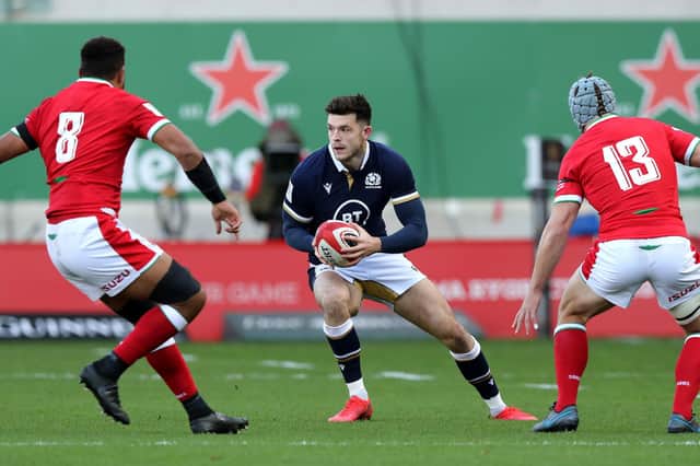 Blair Kinghorn started on the wing for Scotland against Wales before dropping to the bench for the Italy match. Picture: David Rogers/Getty Images