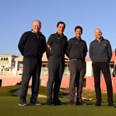 Grant Moir, Executive Director – Governance at The R&A, is pictured with the DP World Tour referees who have secured the new qualification. Picture: The R&A.