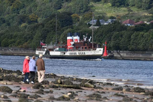 Waverley en route up the Clyde from Brodick to Glasgow today. Picture: John Devlin
