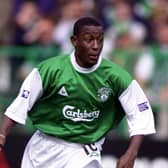 Russell Latapy in action for Hibs. Pic: SNS