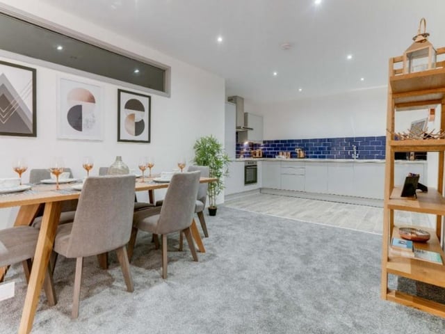 This flat in Doncaster town centre features three bedrooms, one bathroom and costs £277 a week to rent.