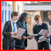 PABest Students (from left) Sophie Thwaites, Aaliyah McLaine, Michael Stewart, Aaron Boyack and Claire McNab at Auchmuty High School in Glenrothes, Fife, check their results as high school pupils across Scotland find out their exam results. Picture date: Tuesday August 9, 2022.