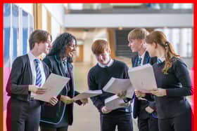 PABest Students (from left) Sophie Thwaites, Aaliyah McLaine, Michael Stewart, Aaron Boyack and Claire McNab at Auchmuty High School in Glenrothes, Fife, check their results as high school pupils across Scotland find out their exam results. Picture date: Tuesday August 9, 2022.