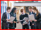 PABest Students (from left) Sophie Thwaites, Aaliyah McLaine, Michael Stewart, Aaron Boyack and Claire McNab at Auchmuty High School in Glenrothes, Fife, check their results as high school pupils across Scotland find out their exam results. Picture date: Tuesday August 9, 2022.