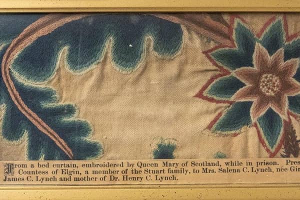 The piece of embroidered bed curtain said to have been stitched by Mary Queen of Scots. PIC: Contributed.