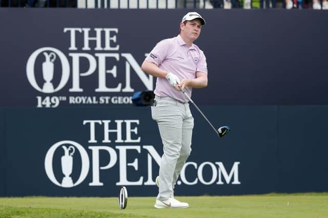 Bob MacIntyre of Scotland plays his shot from the first tee during the opening round of the 149th Open at Royal St George’s. Picture: Oisin Keniry/Getty Images.