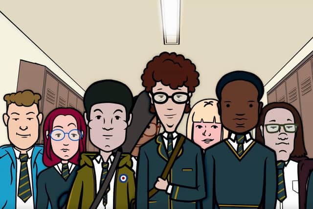 Director Jono McLeod has used animation inspired by the MTV high school series 'Daria' to depict Brian MacKinnon's time at Bearsden Academy when he adopted the false personal of Brandon Lee.