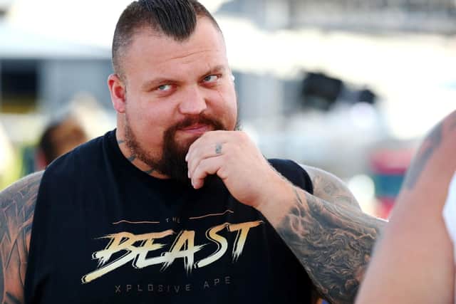 Eddie Hall performs during HISTORY's Live Event 'Evel Live 2' at San Bernardino International Airport in 2019. Photo: Rich Fury/Getty Images.