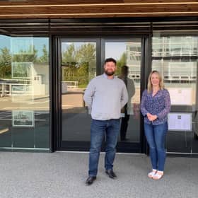 Orb’s Alan Wallace and new recruit Gillian Nimmo at the firm’s office in Edinburgh Park. Picture: contributed.