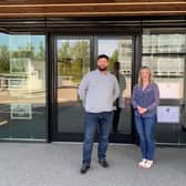 Orb’s Alan Wallace and new recruit Gillian Nimmo at the firm’s office in Edinburgh Park. Picture: contributed.
