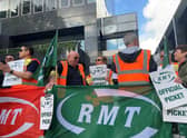 The picket line outside Euston station in London, as train services continue to be disrupted following the nationwide strike by members of the Rail, Maritime and Transport union along with London Underground workers in a bitter dispute over pay, jobs and conditions. Picture date: Saturday June 25, 2022.