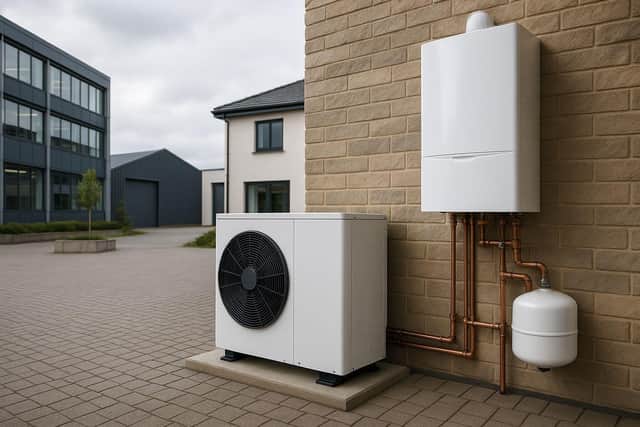 Modern renewable heating technology representing Scotland's expanding clean energy sector, as companies like FlexiHeat UK partner with digital marketing agencies to capitalize on the country's transition toward energy-efficient heating solutions and net-zero emissions targets.