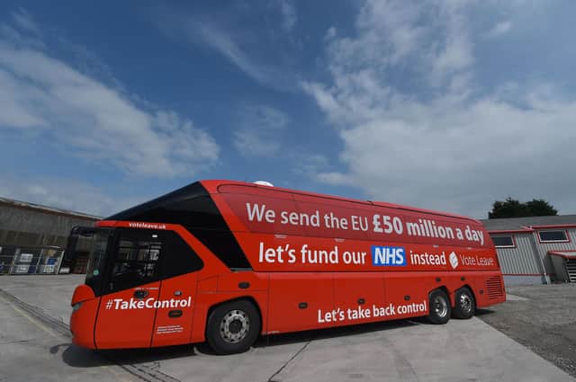 The slogan on the official Vote Leave campaign's battle-bus has been widely condemned (Picture: Paul Ellis/AFP via Getty Images)