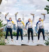 Team Mouat celebrating their world championship win in Canada