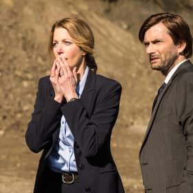 Anna Gunn and David Tennant in Gracepoint, a new addition to the STV Player. Picture: Ed Araquel/Fox.