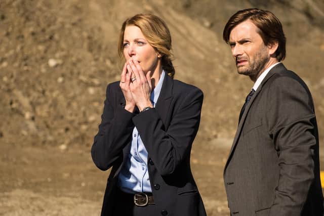 Anna Gunn and David Tennant in Gracepoint, a new addition to the STV Player. Picture: Ed Araquel/Fox.