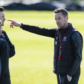 Steven MacLean takes charge during a St Johnstone training session at McDiarmid Park on Wednesday. (Photo by Mark Scates / SNS Group)