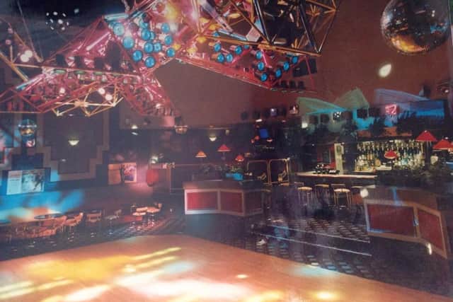 Inside Flicks. The club was modelled on glitzy nightspots in London and the South East with the interior channelling the height of 80s fashion.